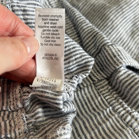 Athleta Women's Linen Skirt-Blue/White Seersucker Draw Waist Sz 12 - Picture 12 of 12